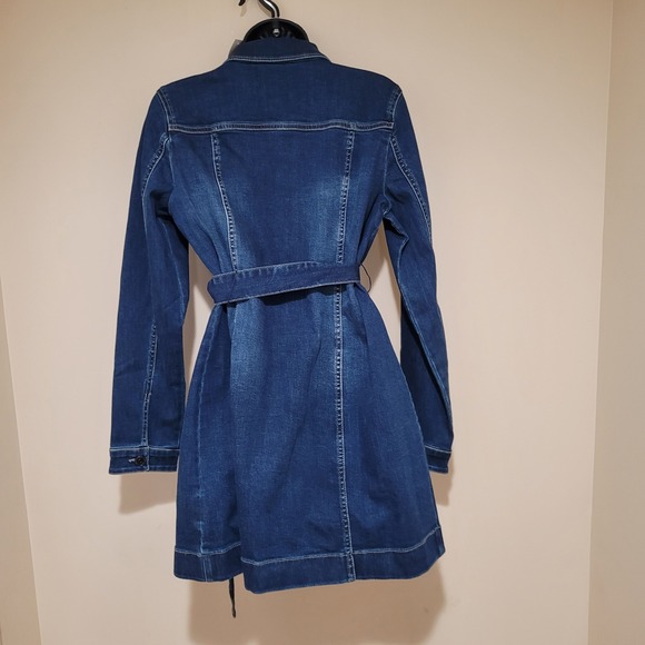 Susan Graver Jeans Denim Dress Button Down Long Sleeve Belted XS New Women - Picture 8 of 11